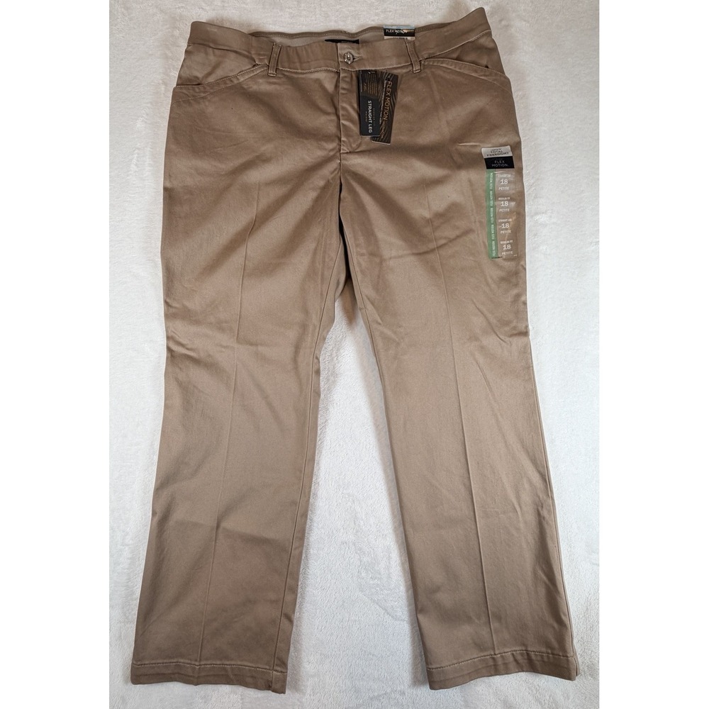 NWT Lee Active Stretch Motion Flex Khaki Pants Women's Petite 18 Slim Fit